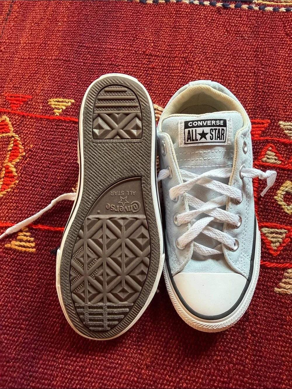 Converse Kids Pale Blue and White Low Top Sneakers